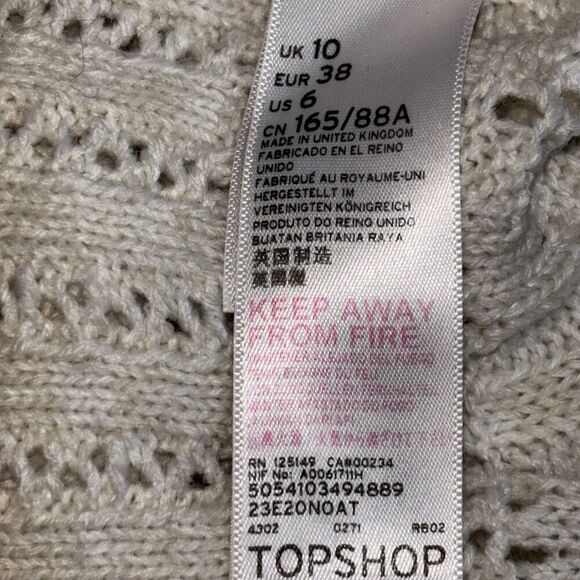 Topshop Women's Crop Pointelle Knit Pullover Sweater Ivory Cream Size 6 - Picture 13 of 14